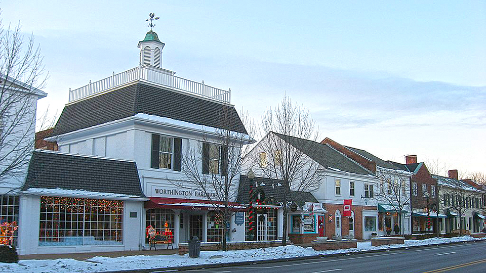 Buildings on the western side of the 600 block of High Street , Worthington